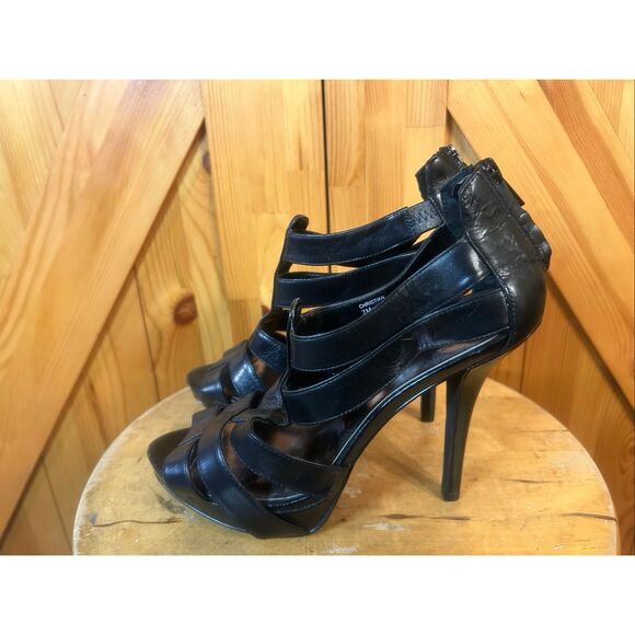 Michael Christian Black Leather Heels Size 7M - Picture 3 of 7